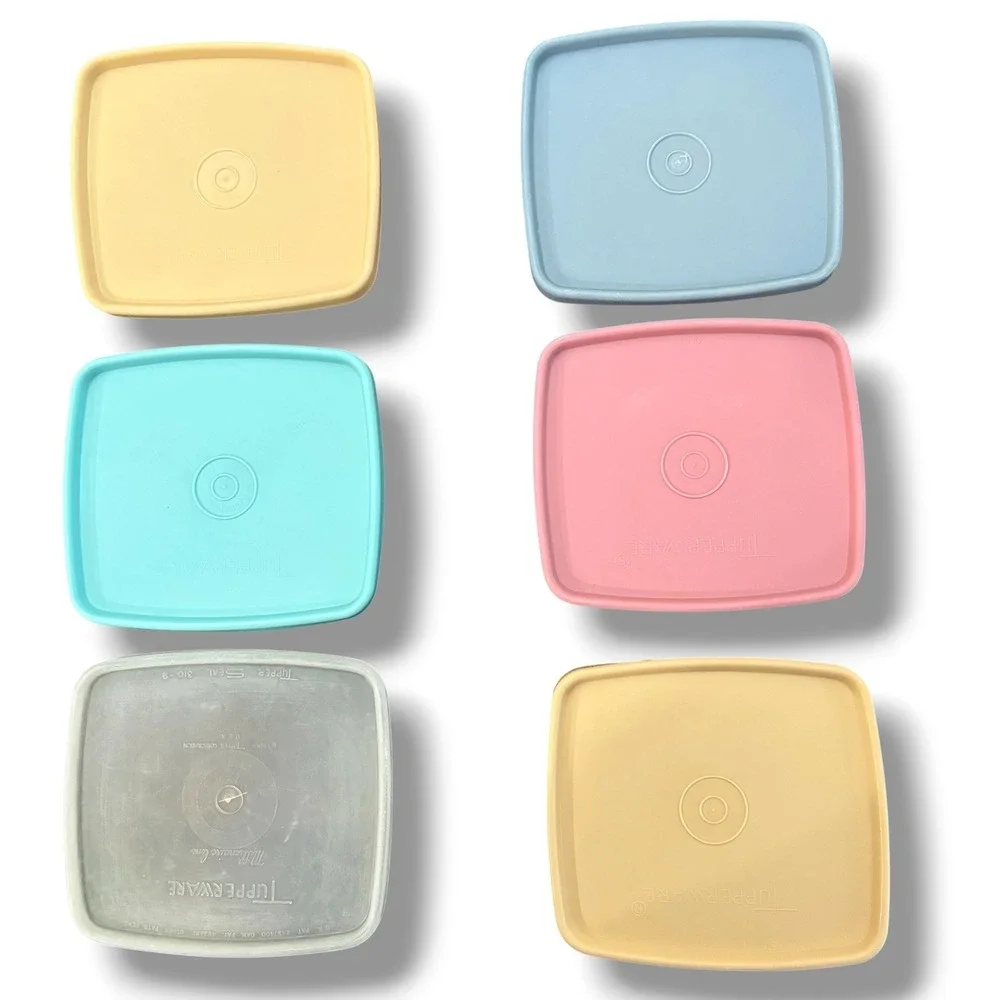 Vintage Tupperware Millionaire Line Lids 310 series Pastel Pink Blue Yellow 6pc